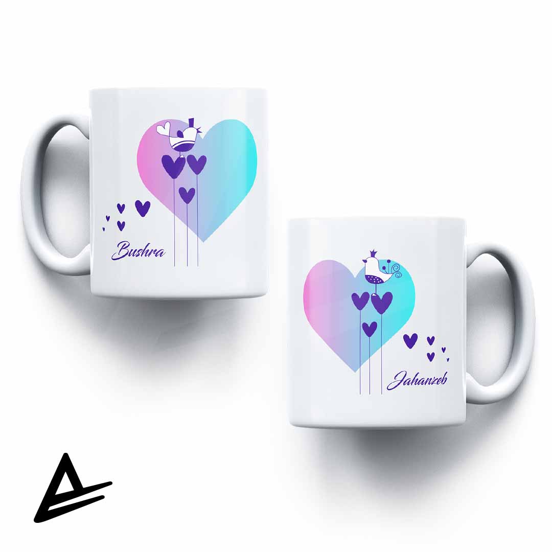 Stick Heart Couple Mugs